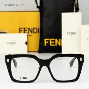 Fendi Men Eyeglasses Black Demo Square FE50085F FENDI ROMA 001 NEW AUTHENTIC